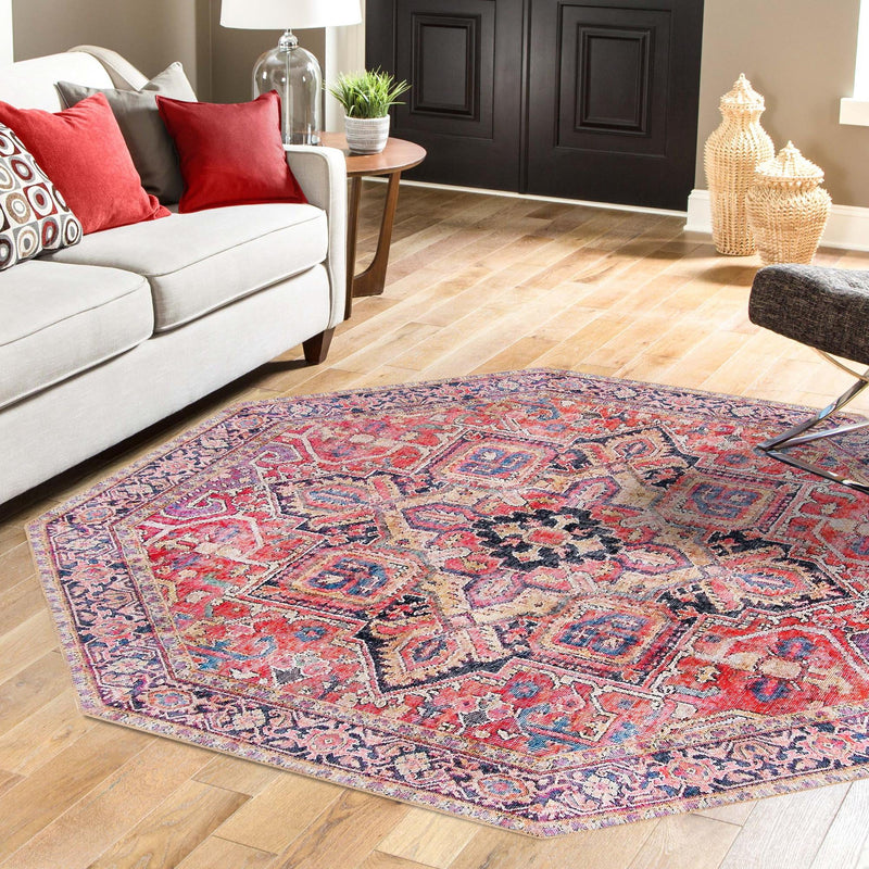 Heritage Elegance Collection Area Rug -  Alhambra Octagon Red  lifestyle 88