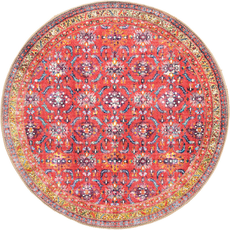 Heritage Elegance Collection Area Rug -  Fontainebleau Round Red  lifestyle 16