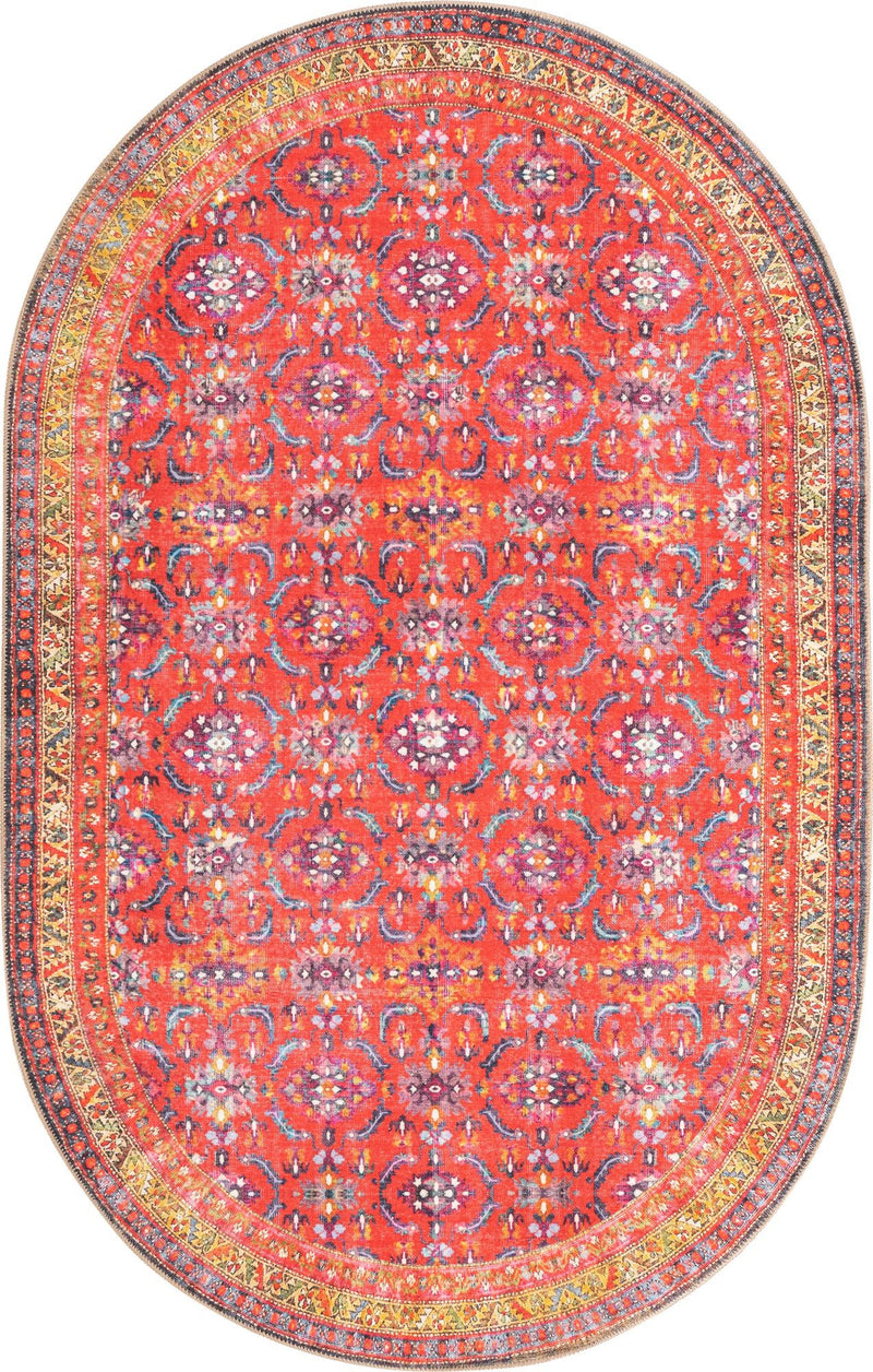 Heritage Elegance Collection Area Rug -  Fontainebleau Oval Red  lifestyle 17