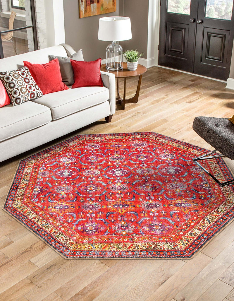 Heritage Elegance Collection Area Rug -  Fontainebleau Octagon Red  lifestyle 23