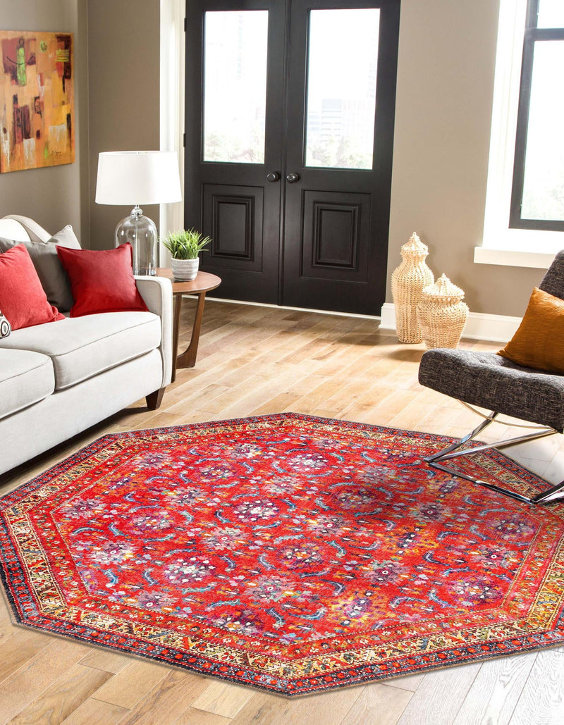 Heritage Elegance Collection Area Rug -  Fontainebleau Octagon Red  lifestyle 28