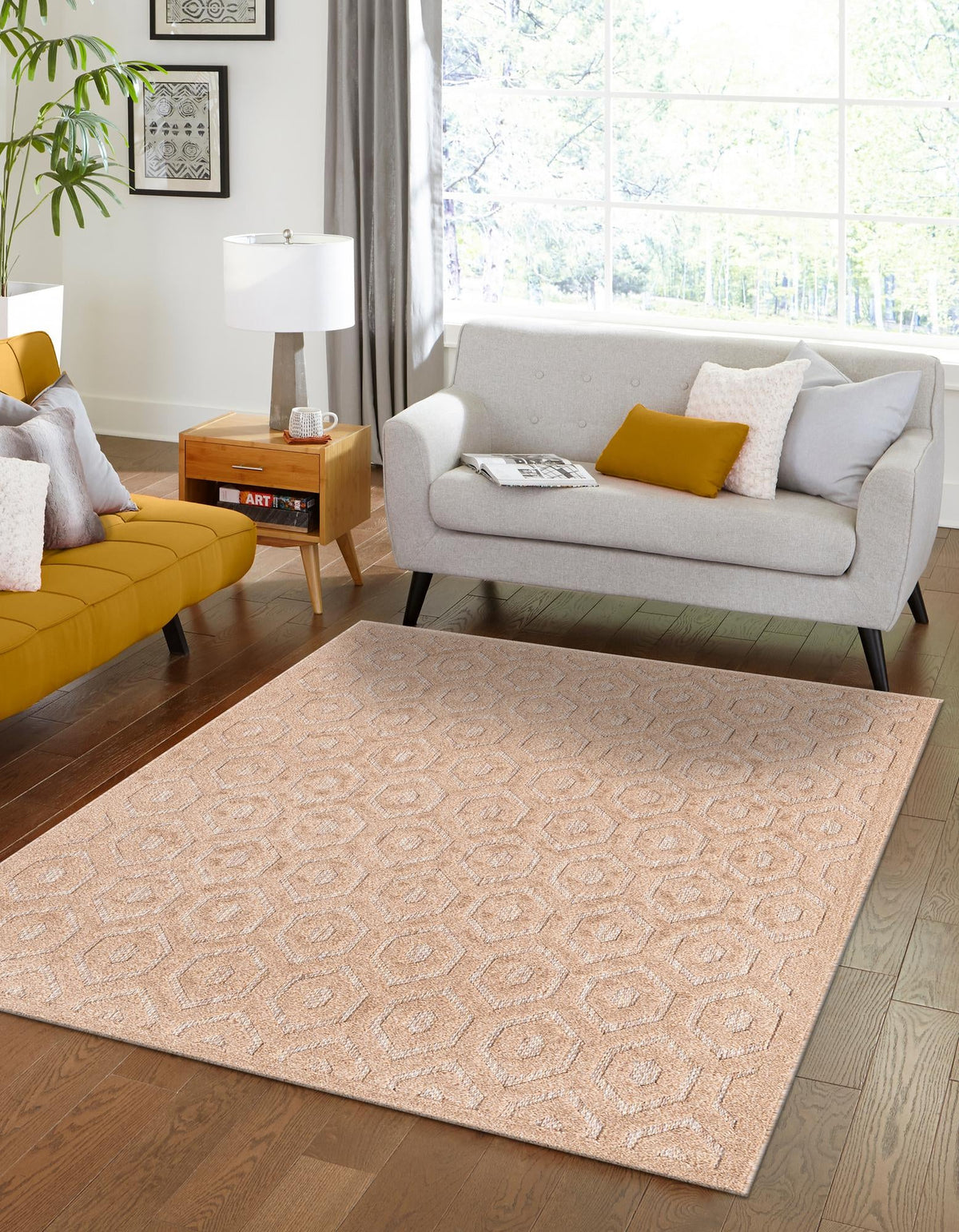 Garden Lattice Charm Collection Area Rug - Arbor (Beige) Rectangle Beige  lifestyle 3
