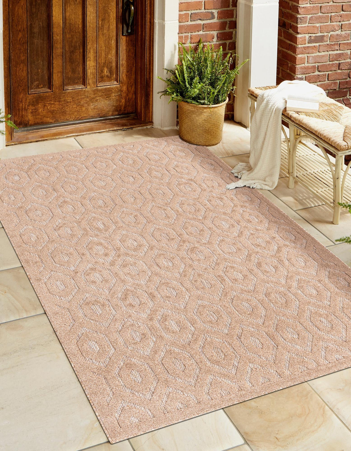 Garden Lattice Charm Collection Area Rug - Arbor (Beige) Rectangle Beige  lifestyle 4