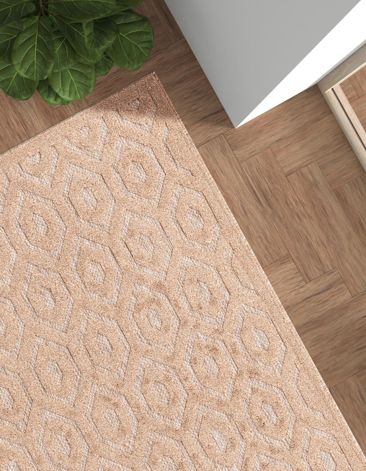 Garden Lattice Charm Collection Area Rug - Arbor (Beige) Rectangle Beige  lifestyle 5