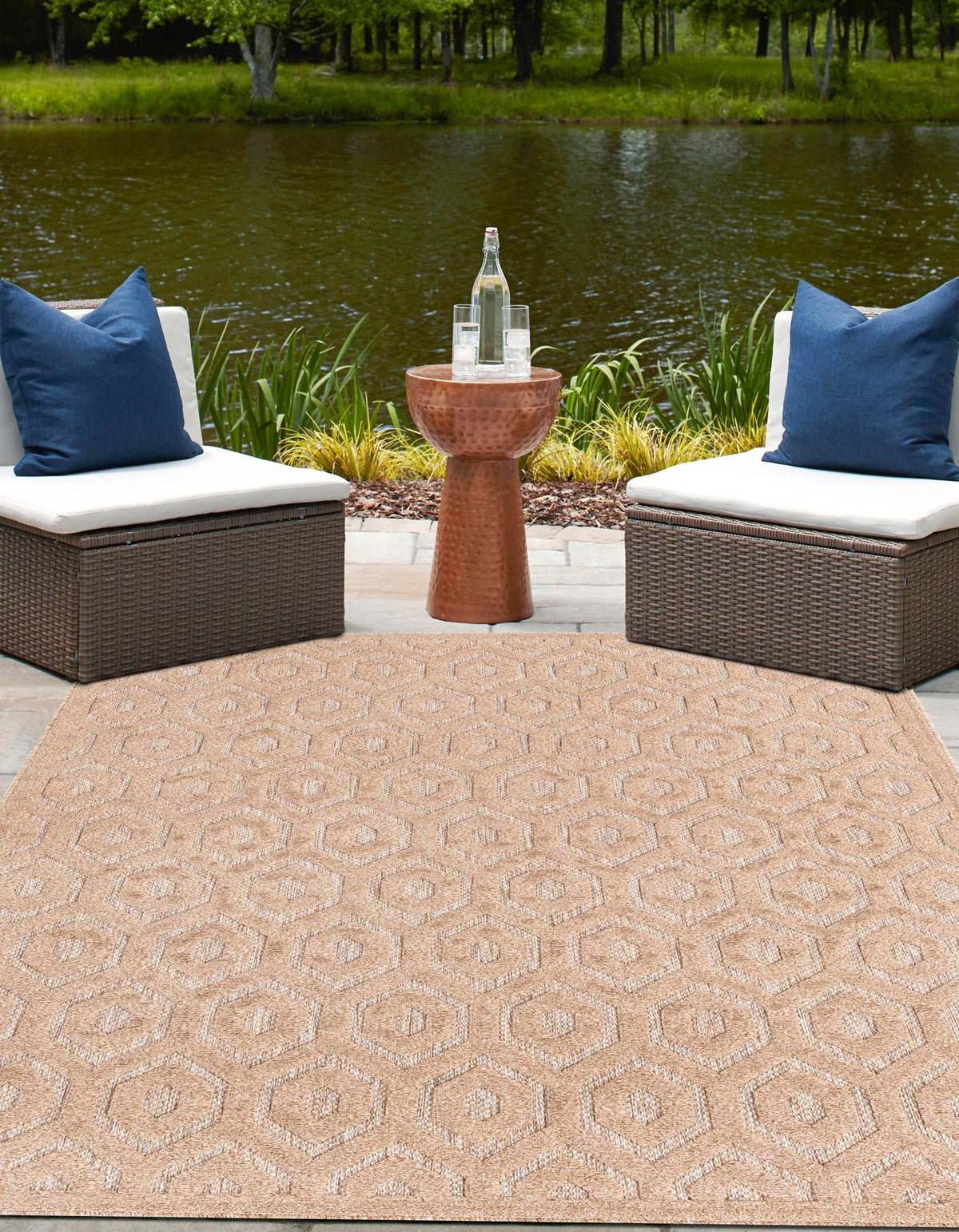 Garden Lattice Charm Collection Area Rug - Arbor (Beige) Rectangle Beige  lifestyle 6