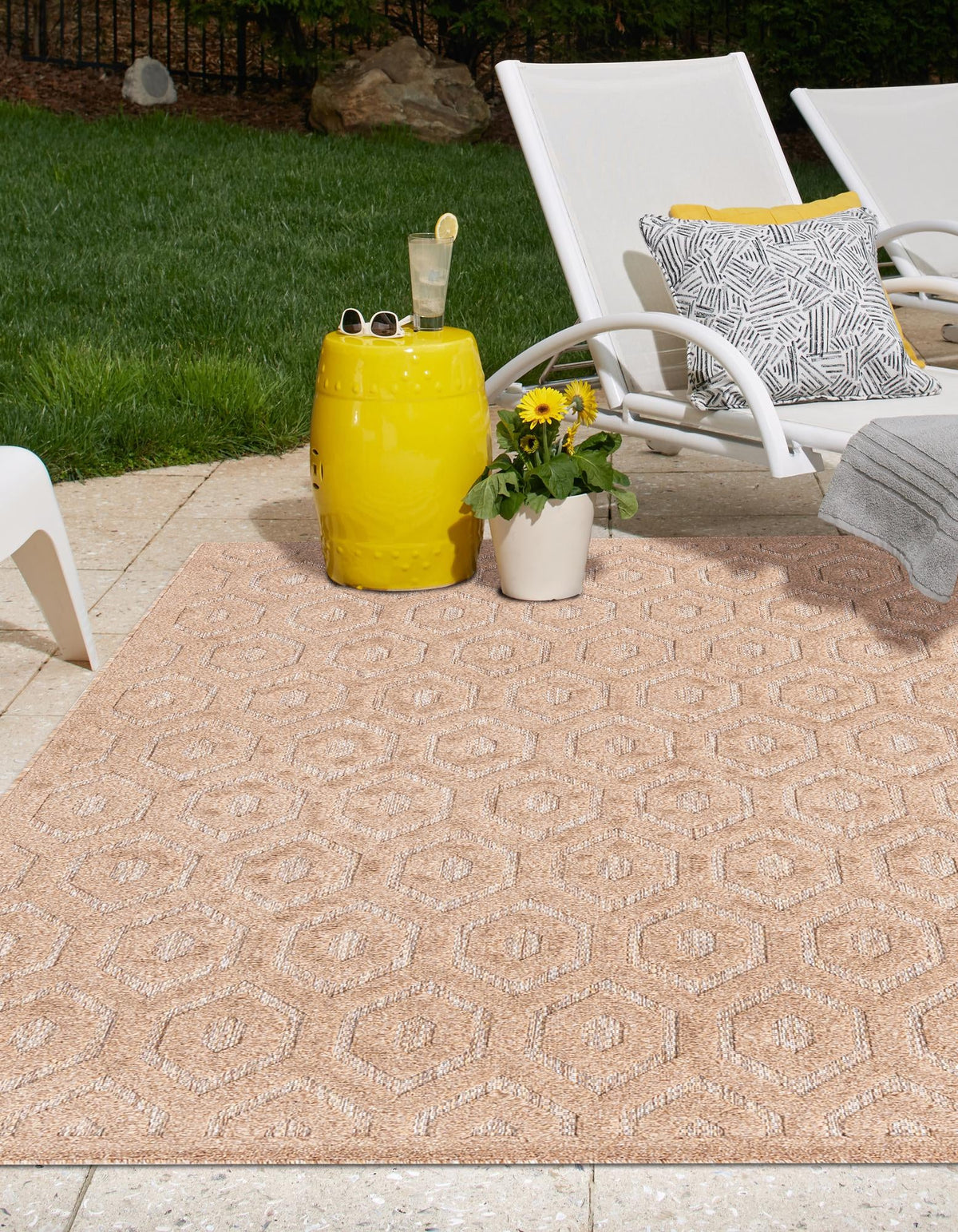Garden Lattice Charm Collection Area Rug - Arbor (Beige) Rectangle Beige  lifestyle 8