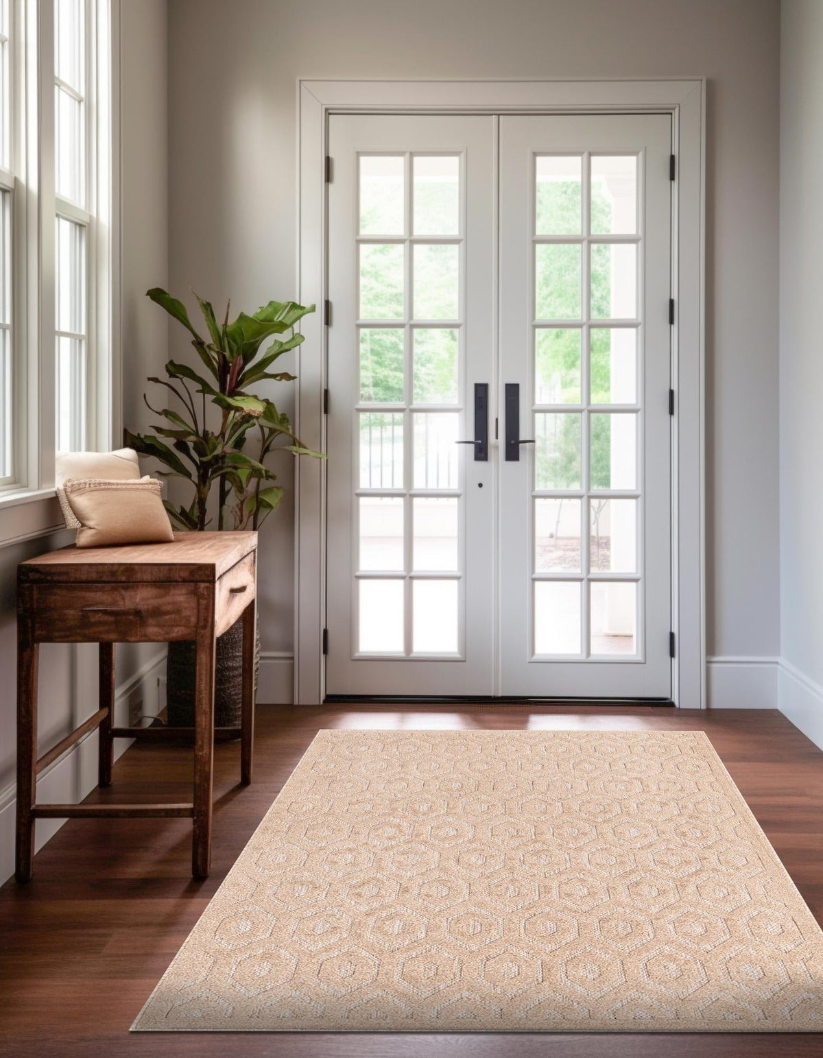 Garden Lattice Charm Collection Area Rug - Arbor (Beige) Rectangle Beige  lifestyle 11