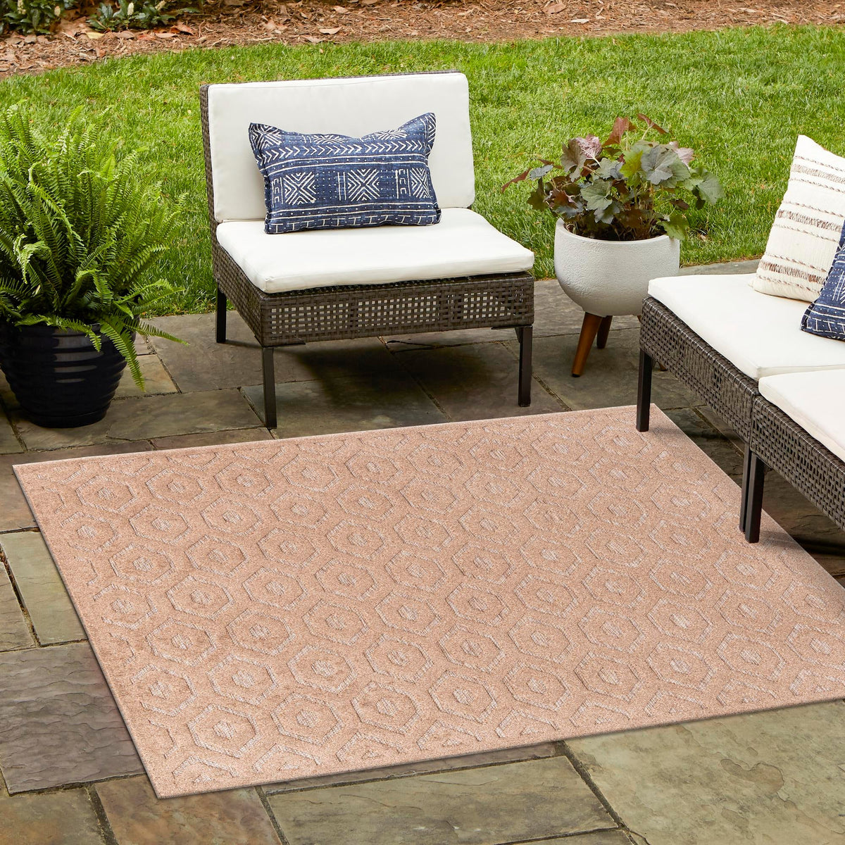 Garden Lattice Charm Collection Area Rug - Arbor (Beige) Square Beige  lifestyle 49