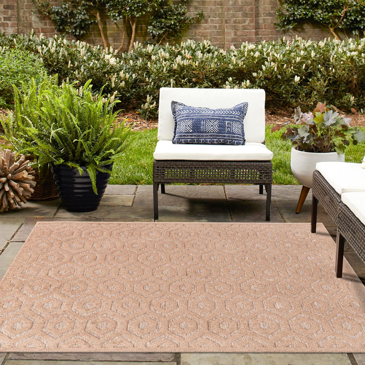 Garden Lattice Charm Collection Area Rug - Arbor (Beige) Square Beige  lifestyle 50