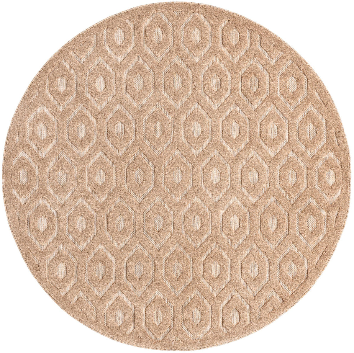Garden Lattice Charm Collection Area Rug - Arbor (Beige) Round Beige  lifestyle 34