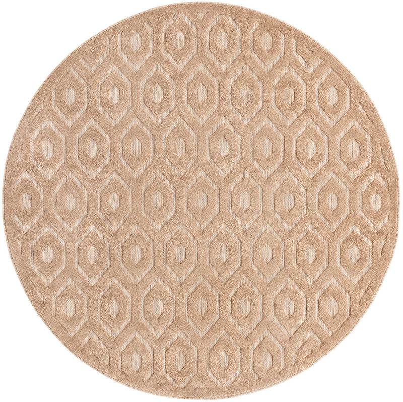 Garden Lattice Charm Collection Area Rug - Arbor (Beige) Round Beige  lifestyle 34