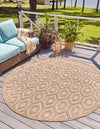 Garden Lattice Charm Collection Area Rug - Arbor (Beige) Round Beige  lifestyle 21