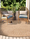 Garden Lattice Charm Collection Area Rug - Arbor (Beige) Round Beige  lifestyle 28
