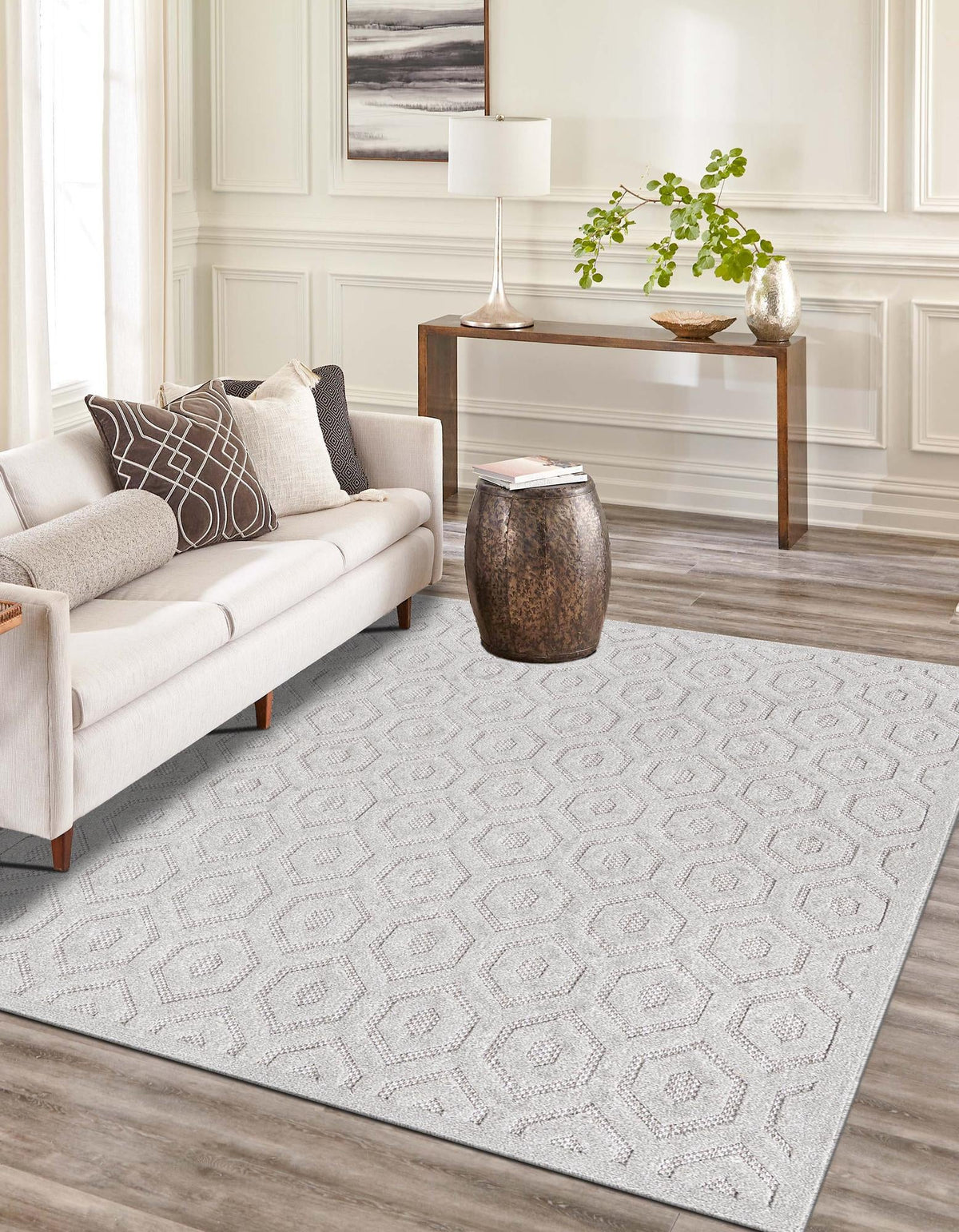 Garden Lattice Charm Collection Area Rug - Arbor (Grey) Rectangle Grey  lifestyle 3
