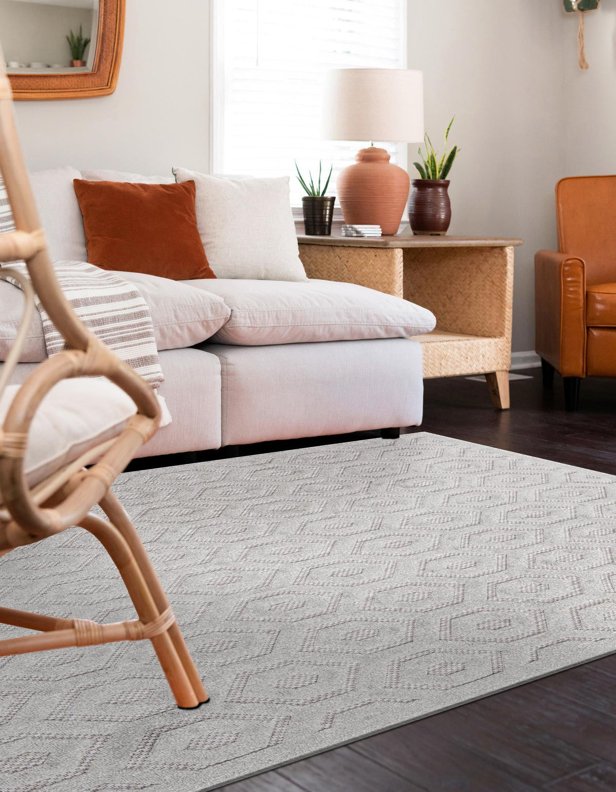 Garden Lattice Charm Collection Area Rug - Arbor (Grey) Rectangle Grey  lifestyle 7