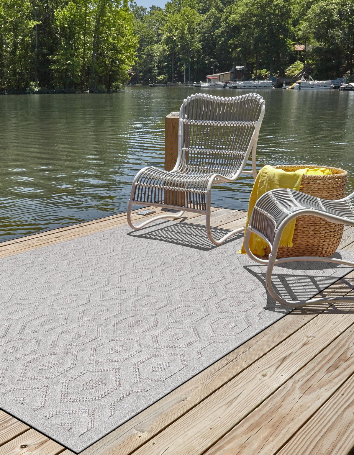 Garden Lattice Charm Collection Area Rug - Arbor (Grey) Rectangle Grey  lifestyle 10