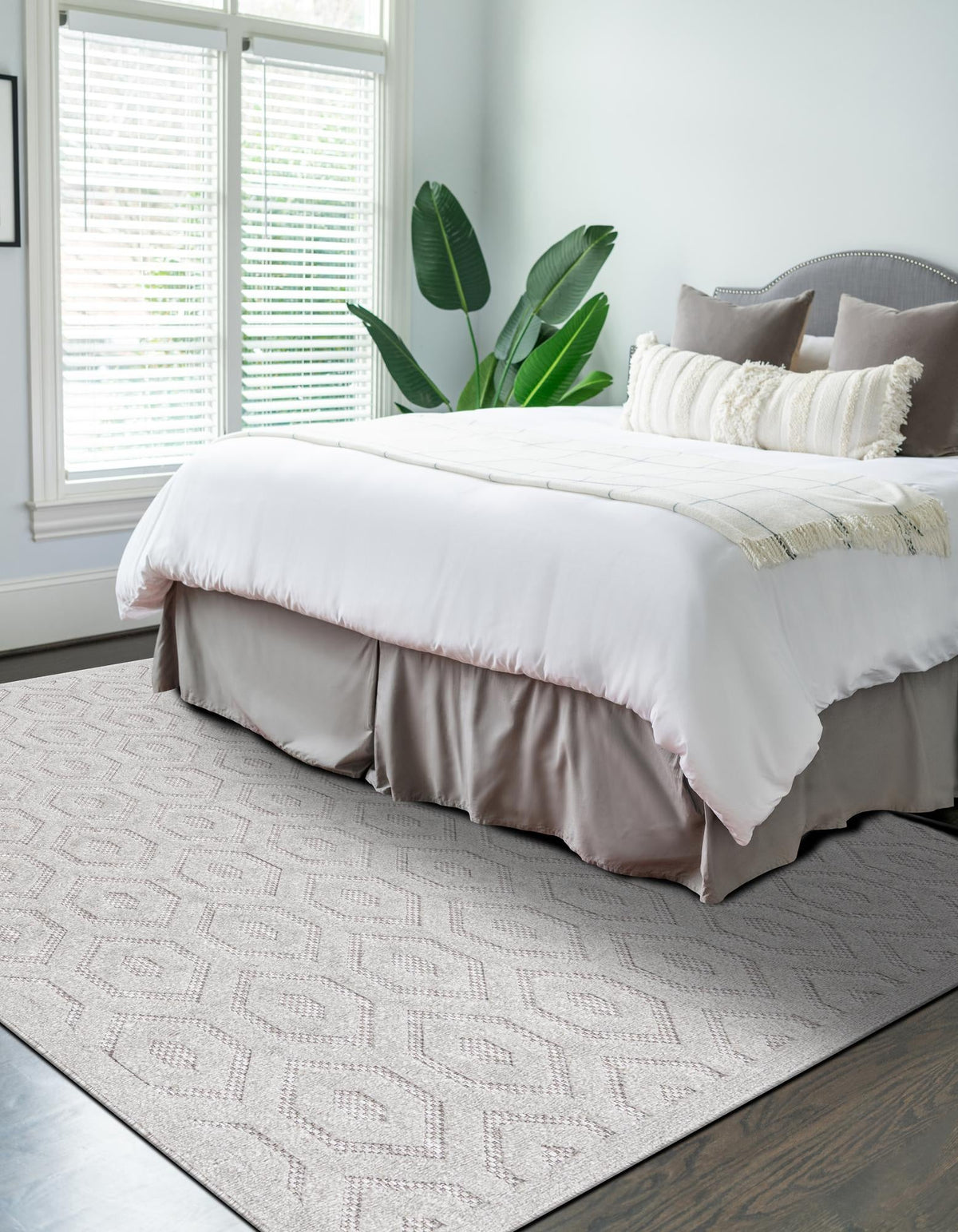 Garden Lattice Charm Collection Area Rug - Arbor (Grey) Rectangle Grey  lifestyle 11
