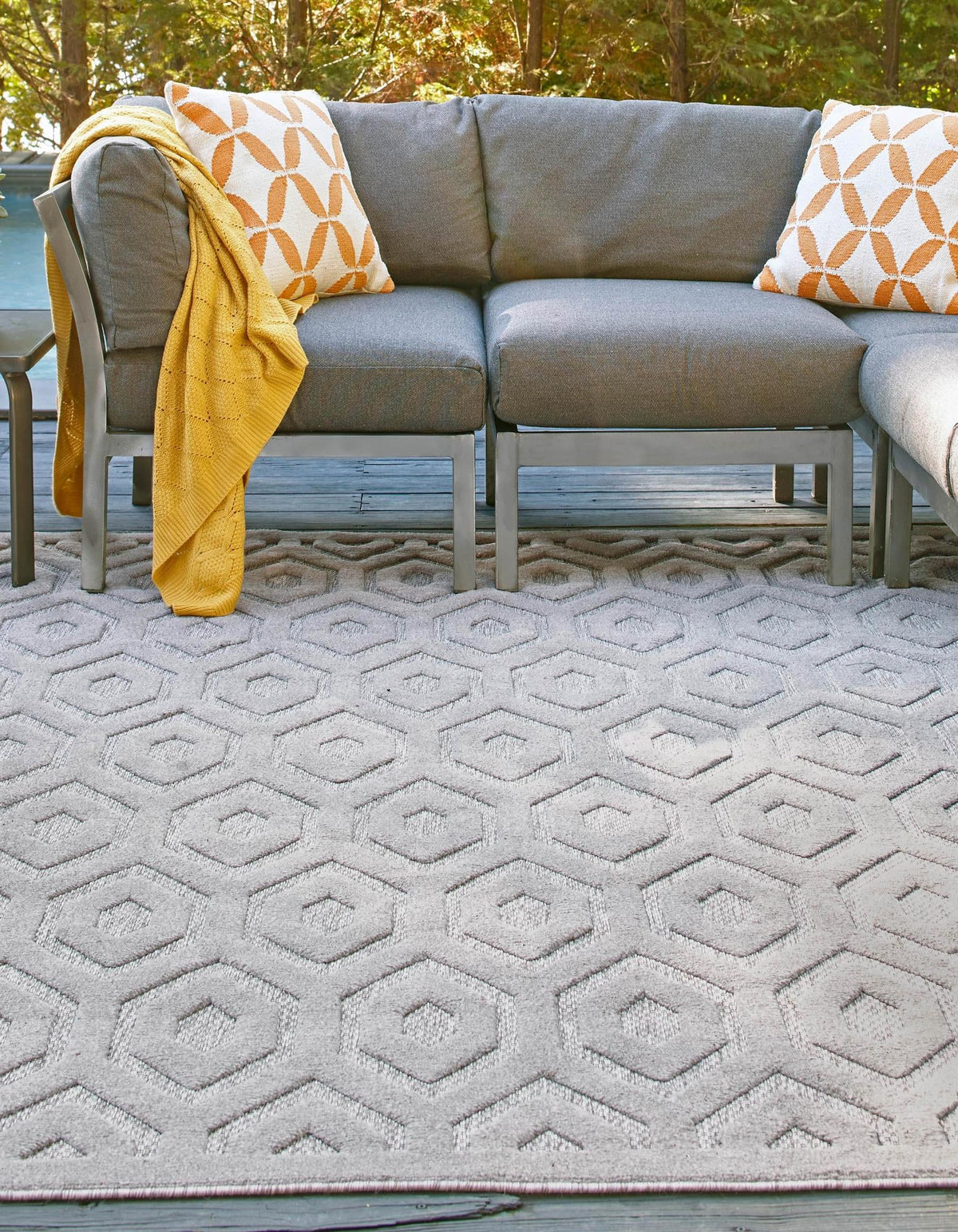 Garden Lattice Charm Collection Area Rug - Arbor (Gray) Square Gray  lifestyle 62