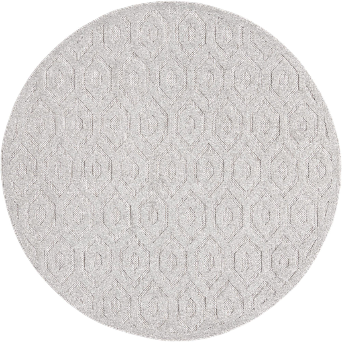 Garden Lattice Charm Collection Area Rug - Arbor (Grey) Round Grey  lifestyle 18