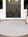 Garden Lattice Charm Collection Area Rug - Arbor (Grey) Round Grey  lifestyle 24