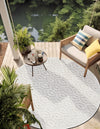 Garden Lattice Charm Collection Area Rug - Arbor (Grey) Round Grey  lifestyle 27