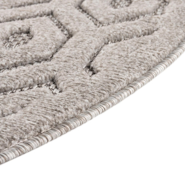 Garden Lattice Charm Collection Area Rug - Arbor (Grey) Round Grey  lifestyle 41