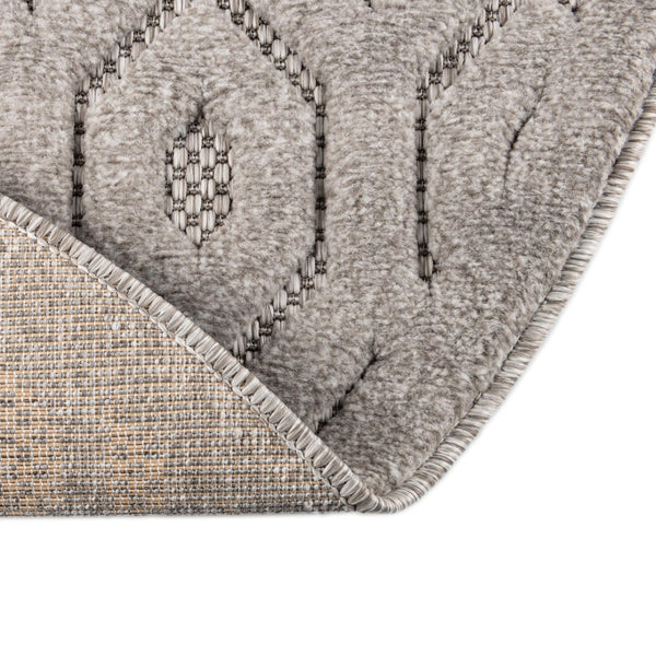 Garden Lattice Charm Collection Area Rug - Arbor (Grey) Round Grey  lifestyle 47