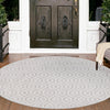 Garden Lattice Charm Collection Area Rug - Arbor (Grey) Round Grey  lifestyle 51