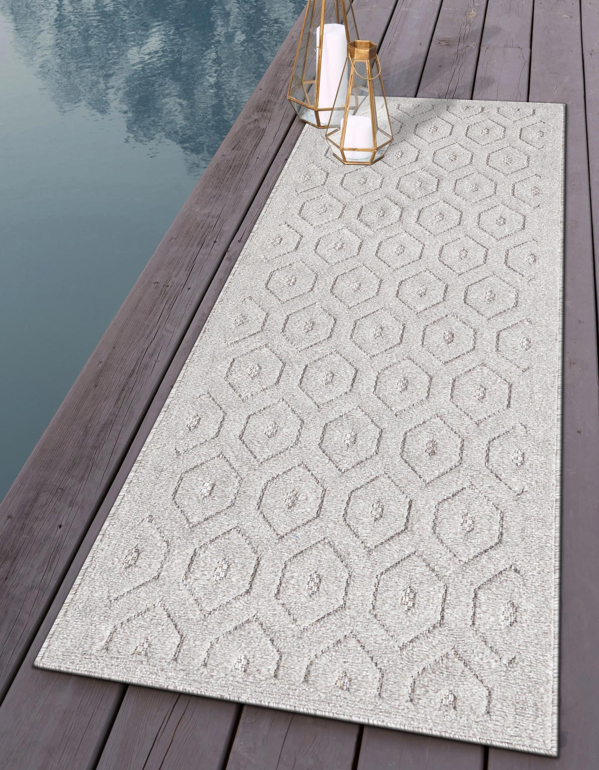 Garden Lattice Charm Collection Area Rug - Arbor (Gray) Runner Gray  lifestyle 64