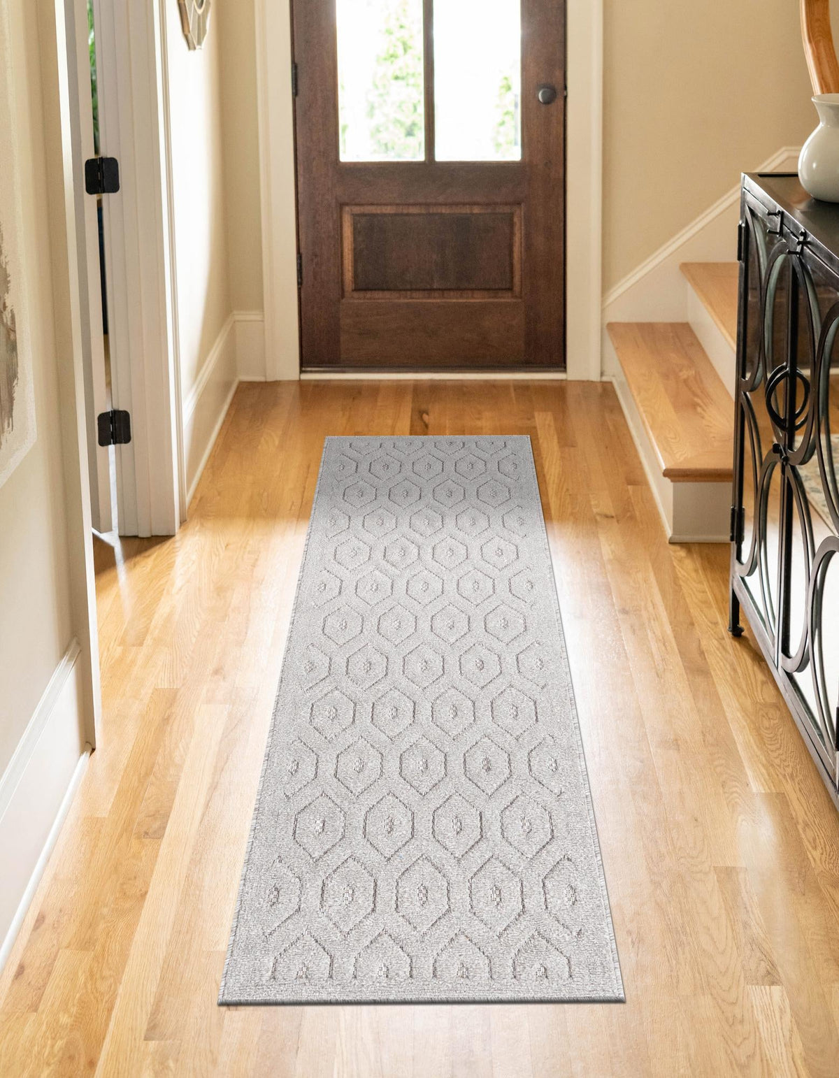 Garden Lattice Charm Collection Area Rug - Arbor (Gray) Runner Gray  lifestyle 66