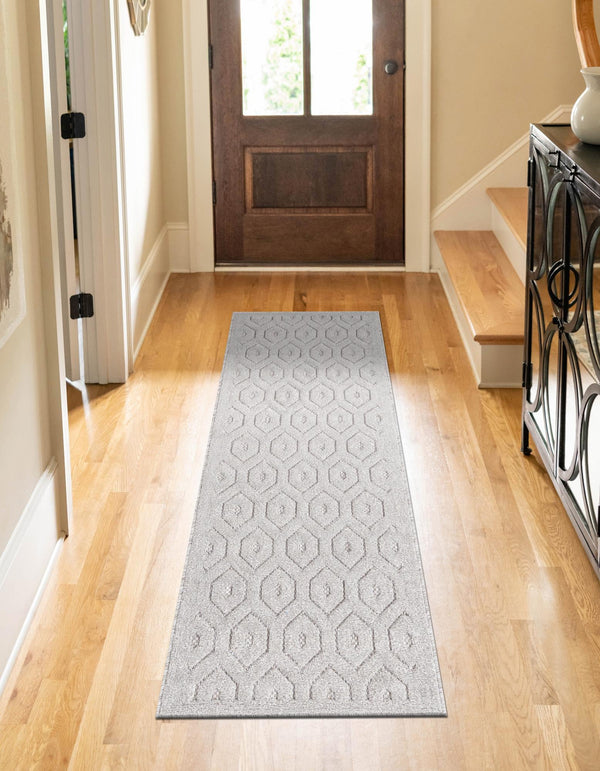 Garden Lattice Charm Collection Area Rug - Arbor (Grey) Runner Grey  lifestyle 27