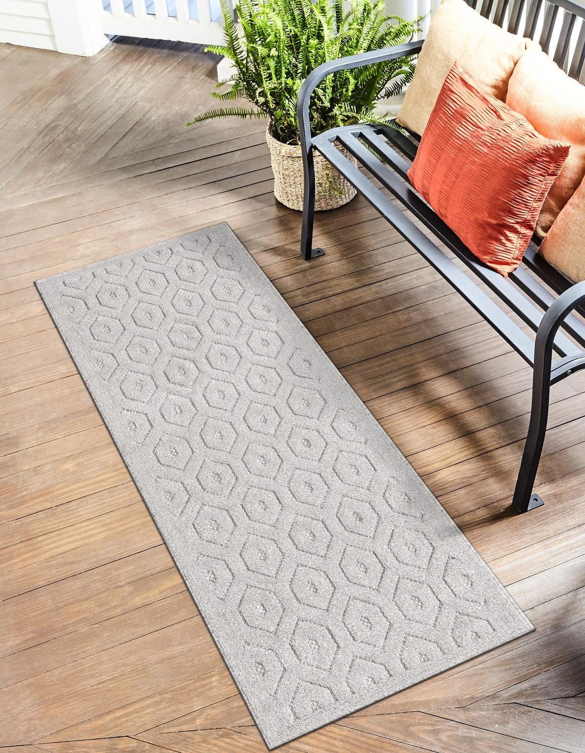 Garden Lattice Charm Collection Area Rug - Arbor (Gray) Runner Gray  lifestyle 68