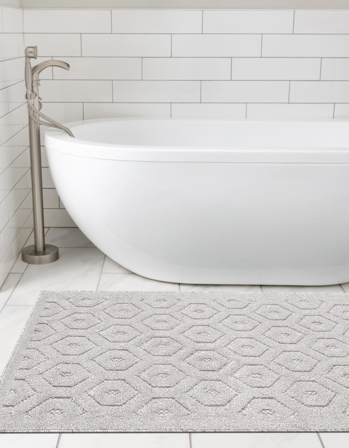 Garden Lattice Charm Collection Area Rug - Arbor (Gray) Runner Gray  lifestyle 76