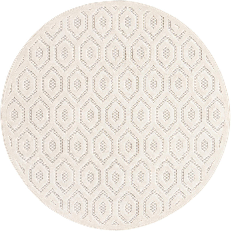 Garden Lattice Charm Collection Area Rug - Arbor (Ivory) Round Ivory  lifestyle 23
