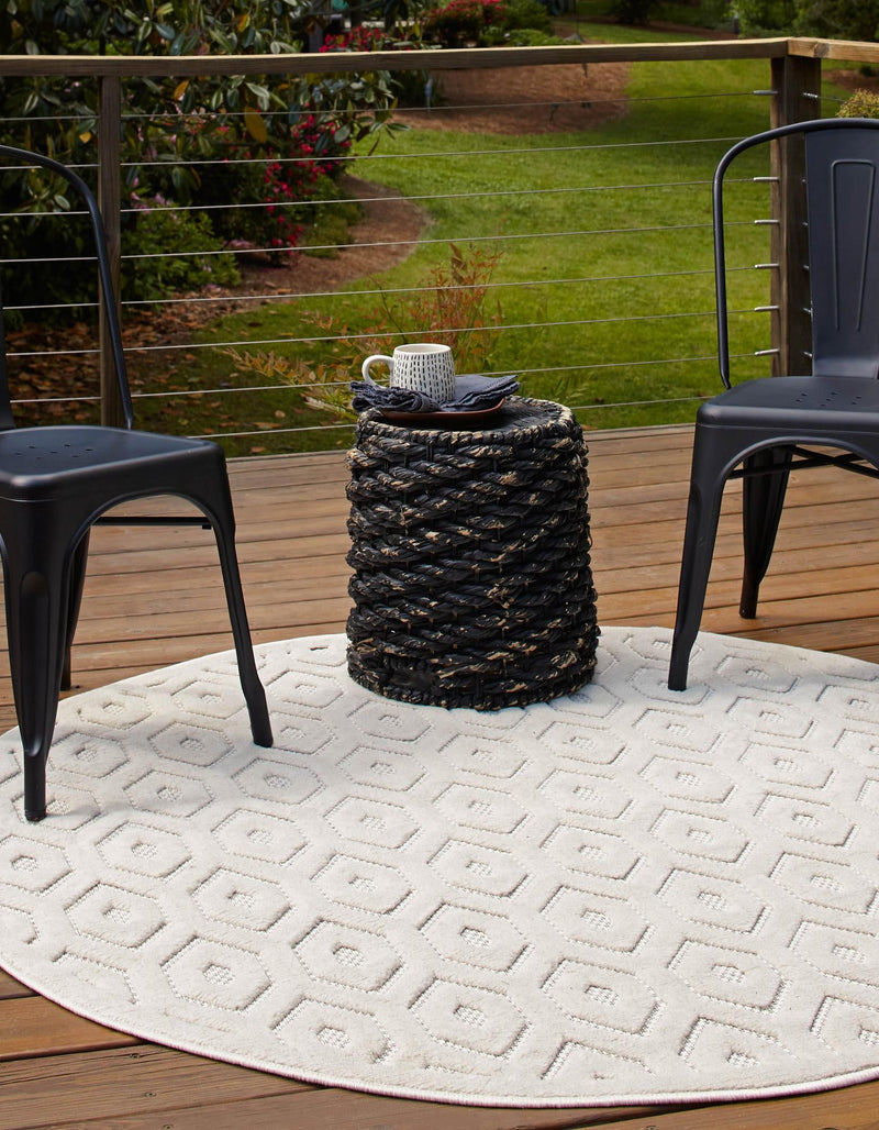 Garden Lattice Charm Collection Area Rug - Arbor (Ivory) Round Ivory  lifestyle 29