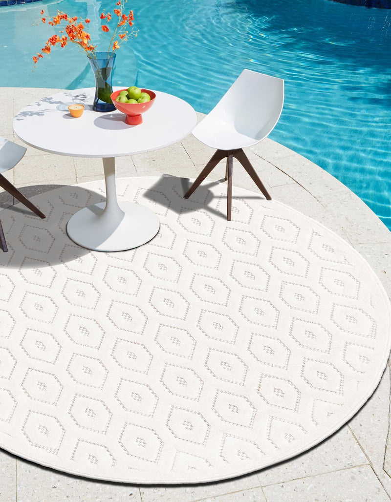 Garden Lattice Charm Collection Area Rug - Arbor (Ivory) Round Ivory  lifestyle 32