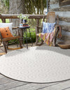Garden Lattice Charm Collection Area Rug - Arbor (Ivory) Round Ivory  lifestyle 44