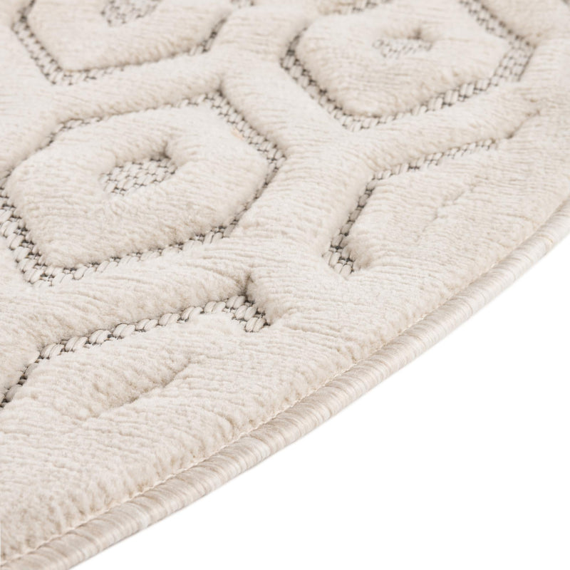 Garden Lattice Charm Collection Area Rug - Arbor (Ivory) Round Ivory  lifestyle 46