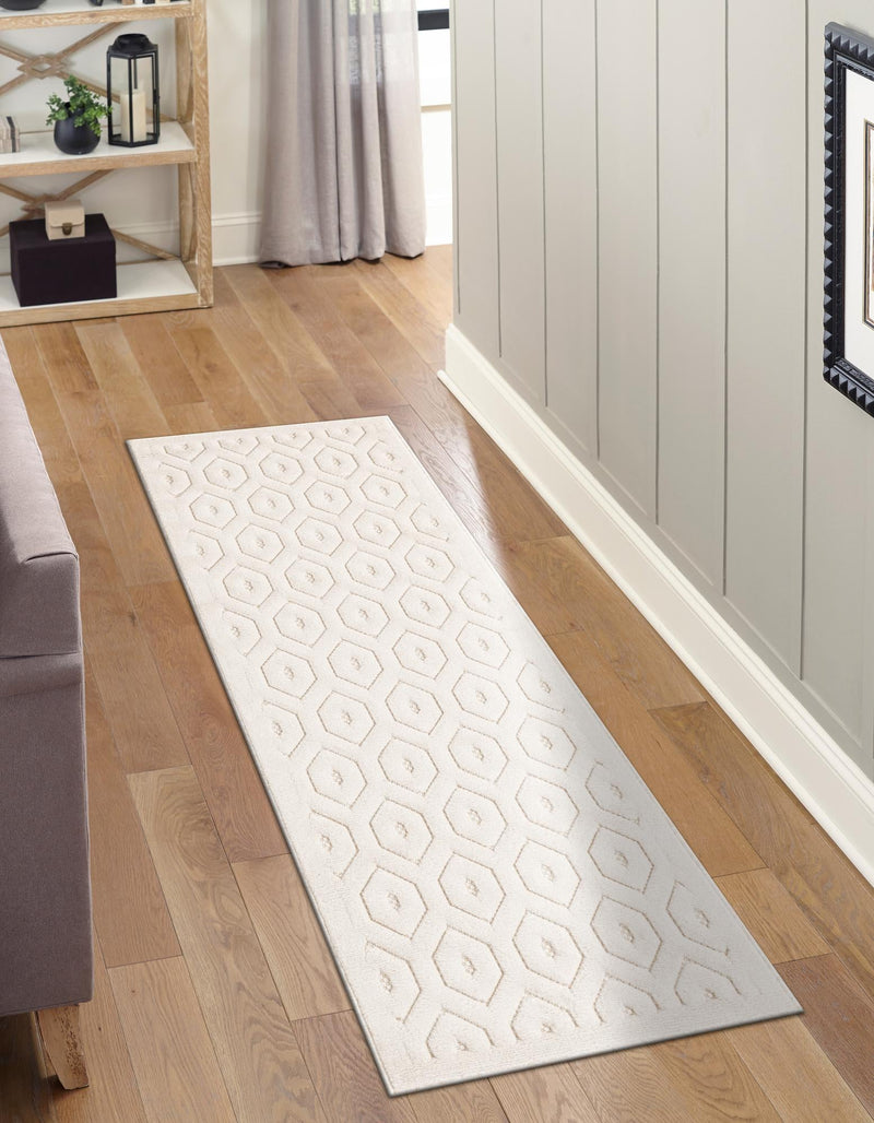 Garden Lattice Charm Collection Area Rug - Arbor (Ivory) Runner Ivory  lifestyle 34