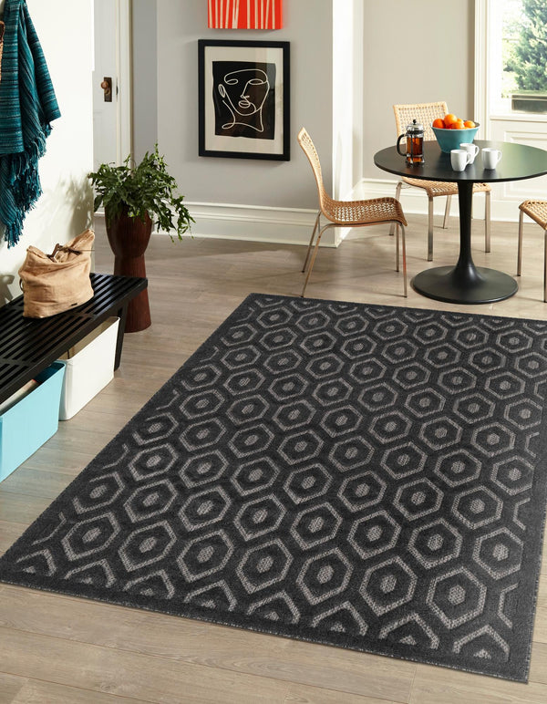 Garden Lattice Charm Collection Area Rug - Arbor (Charcoal) Rectangle Charcoal  lifestyle 7