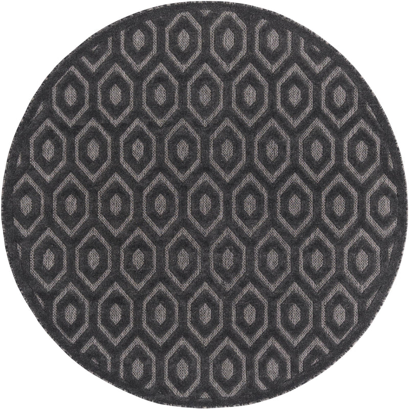 Garden Lattice Charm Collection Area Rug - Arbor (Charcoal) Round Charcoal  lifestyle 35