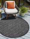 Garden Lattice Charm Collection Area Rug - Arbor (Charcoal) Round Charcoal  lifestyle 21