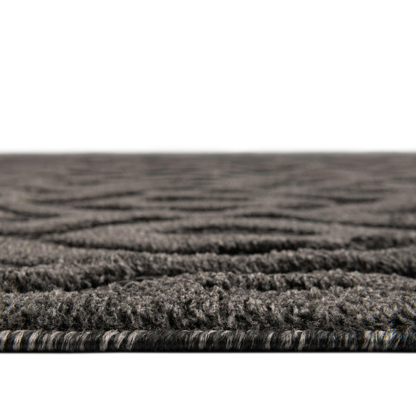 Garden Lattice Charm Collection Area Rug - Arbor (Charcoal) Round Charcoal  lifestyle 35