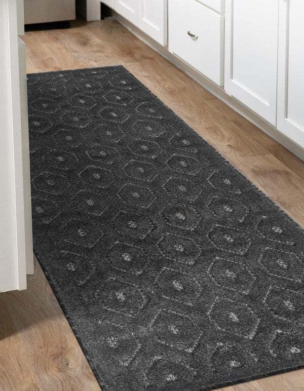 Garden Lattice Charm Collection Area Rug - Arbor (Charcoal) Runner Charcoal  lifestyle 29