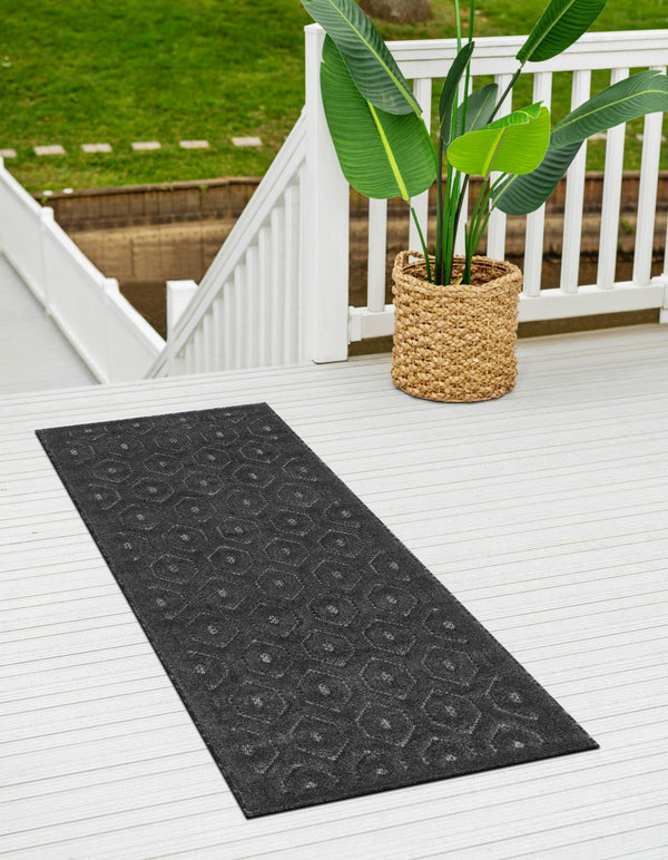 Garden Lattice Charm Collection Area Rug - Arbor (Charcoal) Runner Charcoal  lifestyle 30