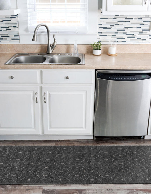 Garden Lattice Charm Collection Area Rug - Arbor (Charcoal) Runner Charcoal  lifestyle 33