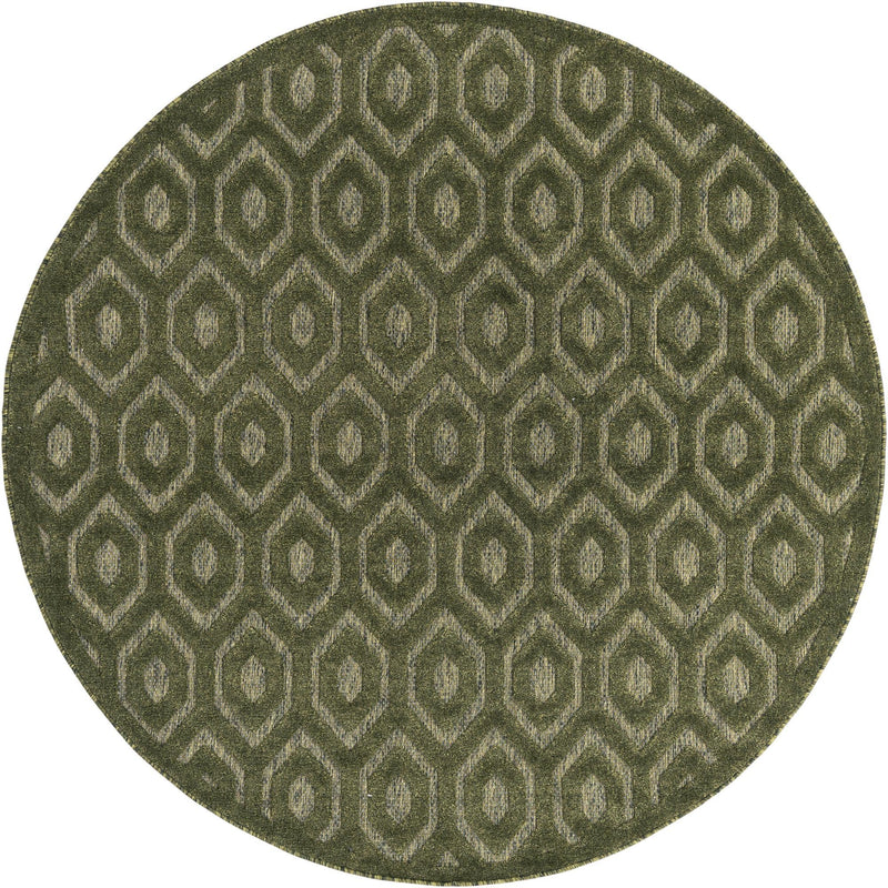 Garden Lattice Charm Collection Area Rug - Arbor (Green) Round Green  lifestyle 30