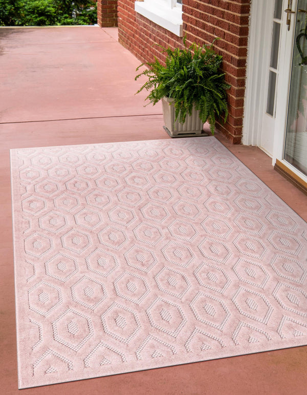 Garden Lattice Charm Collection Area Rug - Arbor (Pink) Rectangle Pink  lifestyle 4