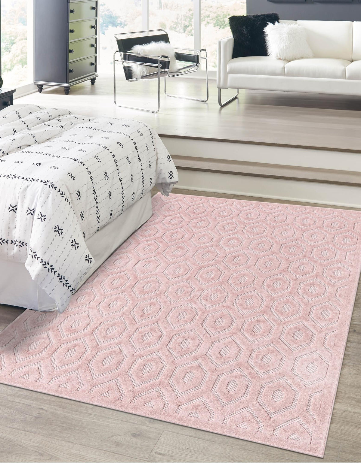 Garden Lattice Charm Collection Area Rug - Arbor (Pink) Rectangle Pink  lifestyle 5