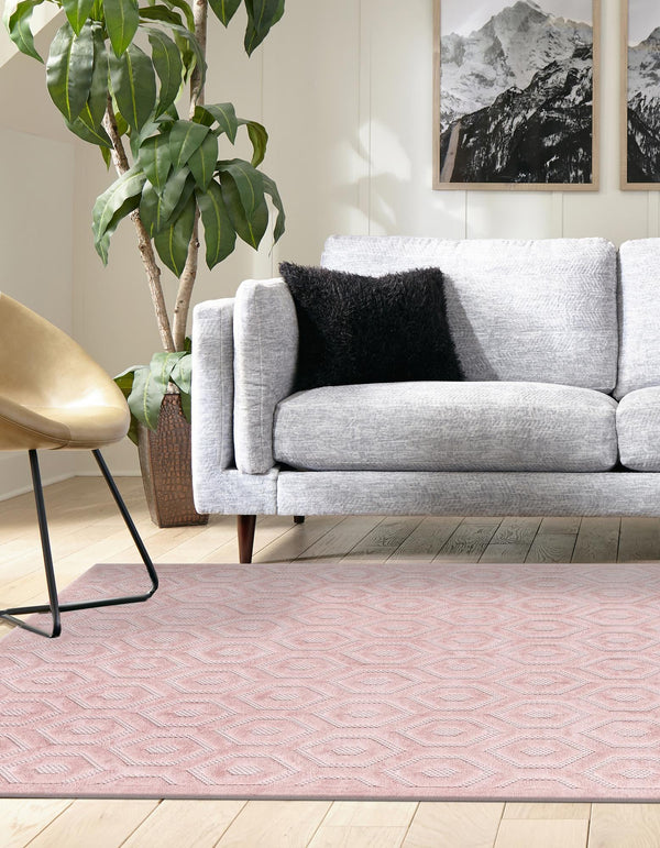 Garden Lattice Charm Collection Area Rug - Arbor (Pink) Rectangle Pink  lifestyle 7